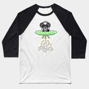 Funny schnauzer dog is flying a ufo Baseball T-Shirt